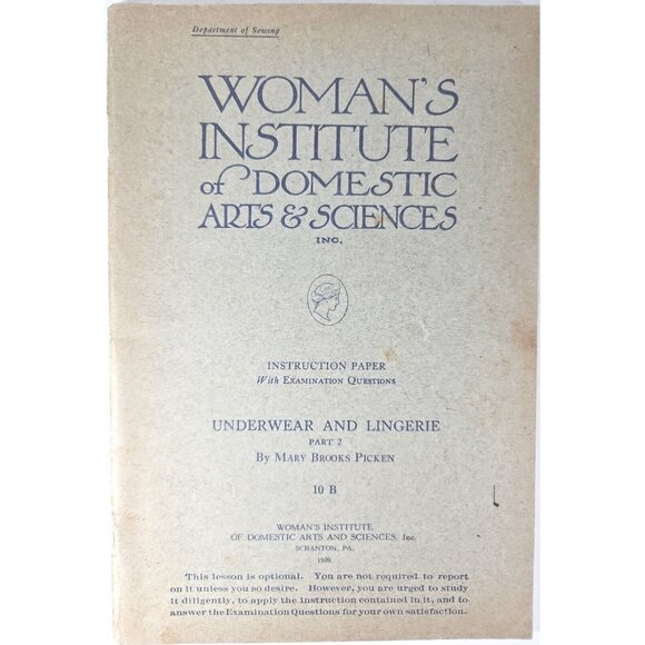 1916 Underwear & Lingerie 10 Womens Institute of Domestic Arts Science Pub In UK